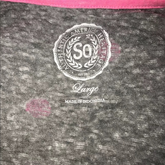 Juniors So Brand Large Gray Pink Polka Dot Hoodie - Picture 4 of 4